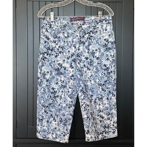Gloria Vanderbilt Amanda Floral Print Denim Capri Jeans Size 8P Stretch Classic
